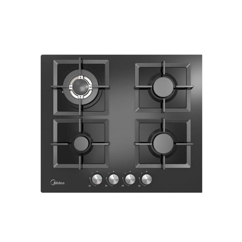 SIA GHG603BL 60cm Black 4 Burner Gas On Glass Hob With Cast Iron Pan